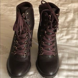 Antonio Melani tie up heeled combat bootie